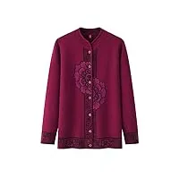 hangerfeng pull en laine et cachemire pour femme cardigan en tricot épais 1666, rouge vin, xxl/3xl