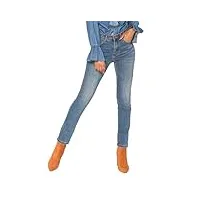 nina carter jean q1803 pour femme - taille haute - coupe droite - coupe droite - look usé, bleu moyen (q1803-2), xl