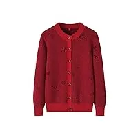 hangerfeng pull en laine et cachemire pour femme, cardigan en tricot épais, tenue couple 1668, rouge 1, 3xl/4xl