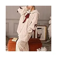 fbite winter women flannel pajamas set warm thicken sleepwear pyjamas sweet (color : argento, size : 2x-l code) (argento m)