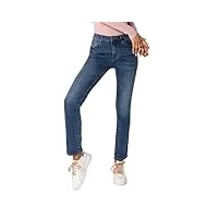 nina carter q1803 jean taille haute pour femme coupe droite coupe droite effet usé, bleu délavé (q1803-11), l