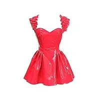 daisy corsets robe corset en vinyle pvc verni rouge avec tiroir supérieur pour femme, rouge, small