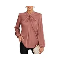 grace karin blouse femme hiver chaud chemisier top manche longue avec bouton au dos vintage et classique -6 rose clair m