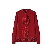 hangerfeng pull en laine et cachemire pour femme cardigan épais jacquard 1675, rouge, 3xl/4xl
