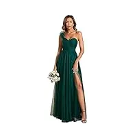 ever-pretty robe de demoiselle d'honneur jupe fendue sans manches robe longue trapèze pour femme vert foncé 46