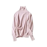 pull en cachemire À col roulé pour femmes en tricot hiver automne chaud a-straight solid pullover pink xl