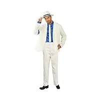 shuanghao michael jacks costume halloween noël cosplay suit:jacket/veste + pantalon + chemise + chapeau + cravate of michael j enfant adulte cosplay rayures lisses costume(blanc blanc,170-180)