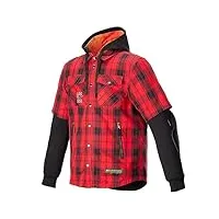 alpinestars mo.st.eq tartan chemise de moto (red/black,m)