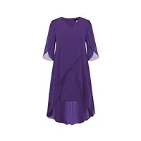 hanna nikole robes de soirée élégantes pour femme capelet grande taille robes mi-longues violet foncé 54 grandes tailles