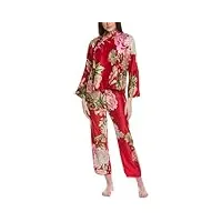 natori caterina pyjama en satin brocart rouge m (femme 38-40), rouge brocart, 10-12