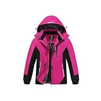 mofiz vestes de ski fille hiver blousons fille chaud manteau de neige imperméable veste polaire enfant avec capuche rose l