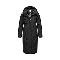 ragwear suminka veste d'hiver longue pour femme manteau de pluie matelassé imperméable et chaud avec capuche tailles xs à 6xl, noir , l