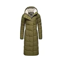 ragwear manteau d'hiver chaud matelassé pour femme - long - imperméable - pavla - extra long - xs à 6xl, vert olive, xxxxxl