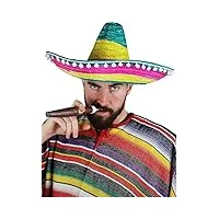 sombrero chapeau adulte - sombrero mexicain orange avec détails pompon blanc - homme femme mexicain cinco de mayo fiesta fancy dress costume accessoire (lot de 100)