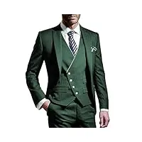 costumes pour hommes 3 pièces mode décontracté affaires dîner smoking costume formel slim fit mariage blazer gilet pantalon,l, green