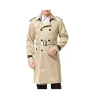 aowofs manteau homme longue trench coat hiver avec ceinture double boutonnage pardessus col revers outwear parka (kaki m)