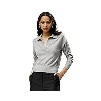 lilysilk 100% pull en cachemire pour femmes style polo pull col en v léger doux à manches longues hauts en tricot m, gris clair haut de gamme