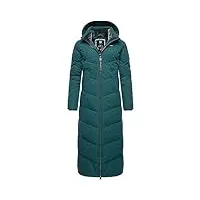 ragwear rebelka extralong manteau d'hiver pour femme avec capuche amovible taille xs-6xl, vert foncé, xxl