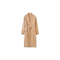 hdhdeueh manteau long en laine pour femme avec deux poches avec ceinture, kaki9., taille unique