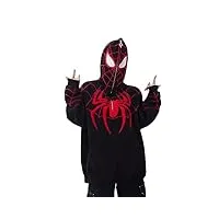 sweat à capuche zippé broderie spider y2k sweatshirts grunge vintage - halloween intéressant (black,m,m)