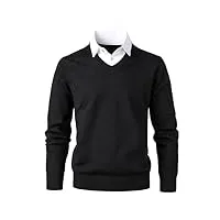 harbrosrce pull en maille fine homme v neck chandail classique avec col de chemise automne hiver tricot basique pullover uni sweaters