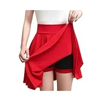 jupe-short de tennis plissée pour yoga - taille haute - jupe d'entraînement mignonne pour femme avec short - jupe de ballet athlétique pour femme - jupe de tennis fluide, rouge, 40