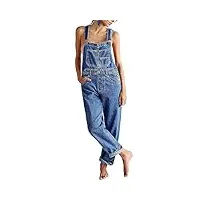 salopette vintage en jean pour femme, coupe ample, extensible, sangle réglable, combinaison y2k fairy grunge ziggy jeans barboteuse, bleu, xxl