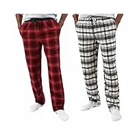 eddie bauer lot de 2 pantalons de pyjama en flanelle pour homme avec poches latérales, rouge, medium