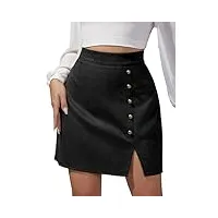 maeau jupe courte courte pour femme en daim élégante - taille haute - jupe en velours côtelé - mini jupe d'automne - jupe plissée - fente irrégulière - s-xl, a1 noir, xl