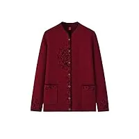 hangerfeng cardigan décontracté à manches longues en tricot jacquard épais pour femme 1692, rouge 1, xl/xxl