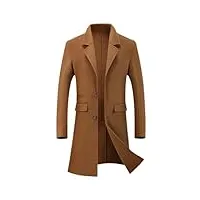 zozogag automne hiver mi-long manteaux de laine hommes mince grande taille vestes décontractée hommes manteaux de laine light brown asia s 47-51kg