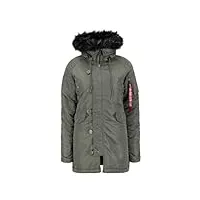alpha industries n3b vf 59 veste d'hiver pour femme blousons, vintage green/black, xl