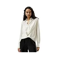 lilysilk chemise en soie pour femme 22 mm chemisier classique blanc et noir avec ourlet plissé pour le travail, les fêtes, à porter au quotidien xl, blanc naturel