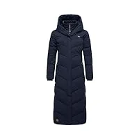 ragwear manteau d'hiver matelassé extra long avec capuche natalka extralong xs-6xl, bleu marine, 5x-large