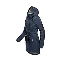 ragwear elsie melange veste d'hiver longue chaude doublée avec capuche pour femme taille xs-6xl, bleu marine, l