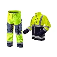 neo tools pantalon de travail de sécurité imperméable pour homme en softshell ou ensemble avec veste polaire (orange/jaune) | pantalon imperméable (colonne d'eau 8000 mm), chaud, léger, pantalon avec