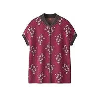 hangerfeng pull en laine et cachemire pour femme - cardigan en tricot jacquard fleur 1696, rouge 2, 5x-large