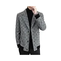 ustzftbcl manteau d'hiver en laine mélangée à gros revers pour homme slim décontracté trench coat épais chaud social streetwear manteau, gris, xs