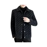 ustzftbcl coréen jacquard hiver laine mélangée veste hommes slim Épais chaud manteaux casual business trench coat, noir , l