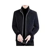 ustzftbcl veste d'hiver en laine mélangée pour hommes à rayures décontractées trench coat Épais chaud col montant manteau streetwear, noir , xl
