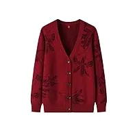 hangerfeng cardigan en tricot épais jacquard en laine cachemire pour femme 1698, rouge, uk7 / 41eu / us8