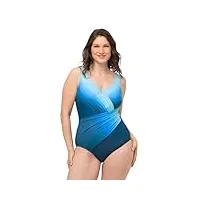 ulla popken dana maillot de bain enveloppant, dégradé de couleur pièce, bleu, 50 femme