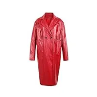 hdhdeueh manteaux longs et décontractés pour femme - rouge et noir - imprimé réfléchissant brillant - en cuir synthétique verni, rouge, l