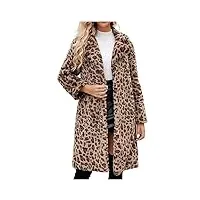 essue manteau en fausse fourrure femme, léopard manteau en fourrure synthétique veste d'hiver chaude manteau Élégant couleur unie fluffy manteau en fausse fourrure polaire coat jacket