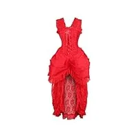 daisy corsets robe corset victorienne en dentelle rouge à baleines avec tiroir supérieur pour femme, rouge, small