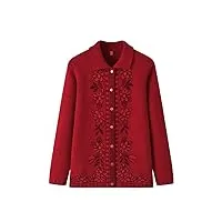 hangerfeng cardigan en tricot épais jacquard en laine cachemire pour femme 1704, rouge, uk7 / 41eu / us8