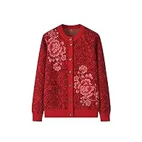 hangerfeng cardigan en tricot jacquard en laine et cachemire pour femme 1703, rouge 2, xxx-large