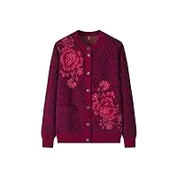 hangerfeng cardigan en tricot jacquard en laine et cachemire pour femme 1703, rouge 1, 4x-large