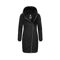 ragwear manteau d'hiver chaud matelassé pour femme avec capuche gordon long xs-xxl, black23, s