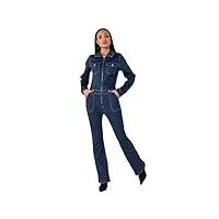 nina carter s536 combinaison en jean pour femme coupe ajustée, bleu foncé (s536), m